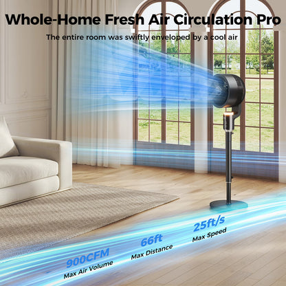 Pedestal Fan for Bedroom, Air Circulator Fans with Remote & RGB Light, 120° Horizontal + 90° Vertical Oscillating, 12 Speeds, 12H Timer, for Home